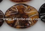 CAG6062 15.5 inches 30*40mm wavy oval dragon veins agate beads