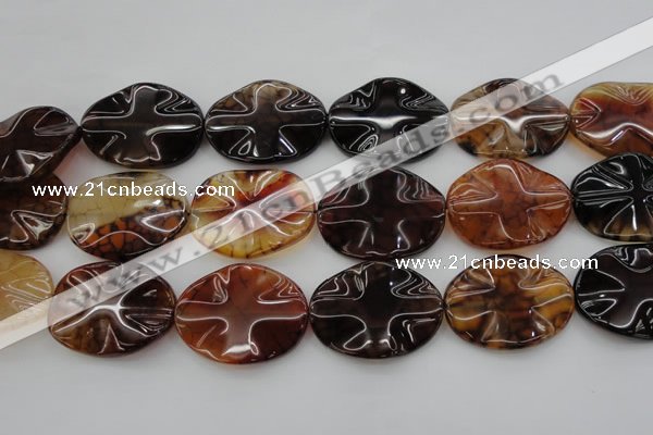 CAG6062 15.5 inches 30*40mm wavy oval dragon veins agate beads