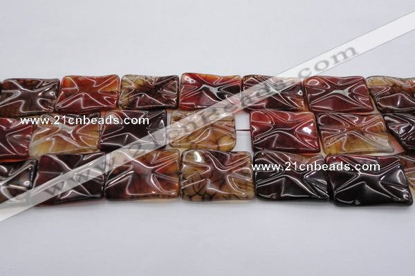 CAG6066 15.5 inches 22*30mm wavy rectangle dragon veins agate beads