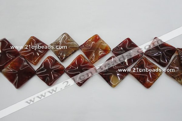 CAG6070 15.5 inches 20mm wavy diamond dragon veins agate beads