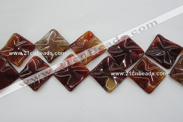 CAG6071 15.5 inches 30mm wavy diamond dragon veins agate beads