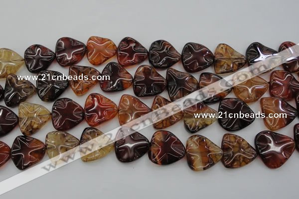 CAG6075 15.5 inches 20mm wavy triangle dragon veins agate beads