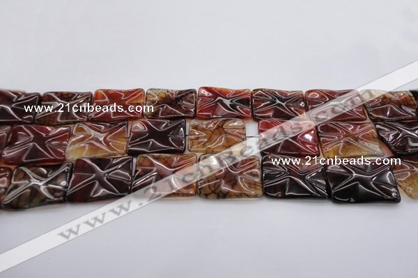 CAG6085 15.5 inches 20*20mm wavy square dragon veins agate beads