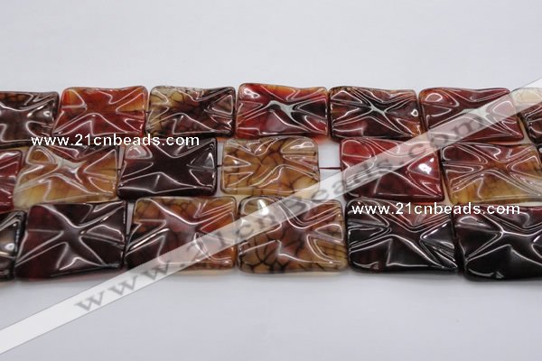 CAG6087 15.5 inches 40*40mm wavy square dragon veins agate beads