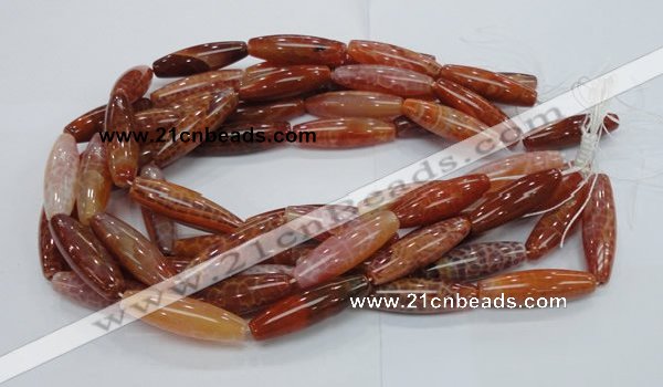 CAG609 15.5 inches 12*40mm rice natural fire agate beads wholesale