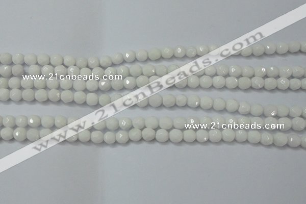 CAG6100 15.5 inches 4mm faceted round white agate gemstone beads