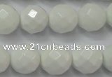 CAG6102 15.5 inches 8mm faceted round white agate gemstone beads