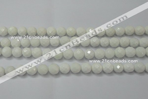 CAG6102 15.5 inches 8mm faceted round white agate gemstone beads