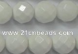 CAG6103 15.5 inches 10mm faceted round white agate gemstone beads