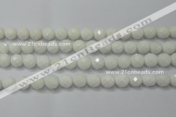 CAG6103 15.5 inches 10mm faceted round white agate gemstone beads