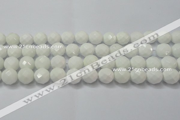 CAG6104 15.5 inches 12mm faceted round white agate gemstone beads