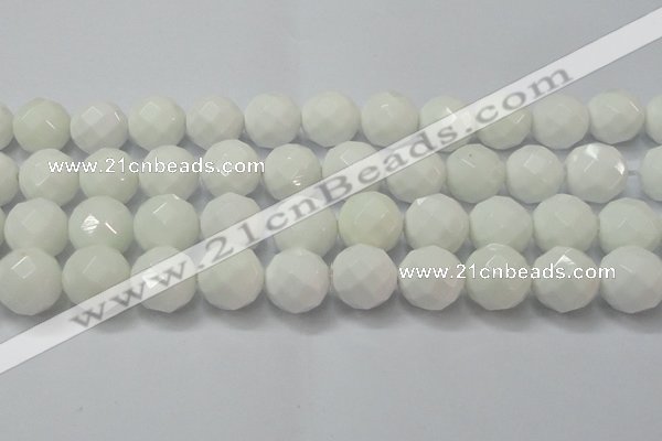 CAG6105 15.5 inches 14mm faceted round white agate gemstone beads
