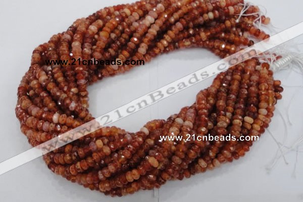 CAG611 15.5 inches 4*6mm faceted rondelle natural fire agate beads