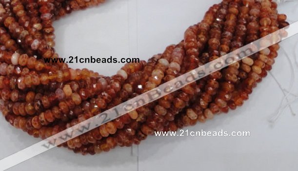 CAG612 15.5 inches 6*10mm faceted rondelle natural fire agate beads