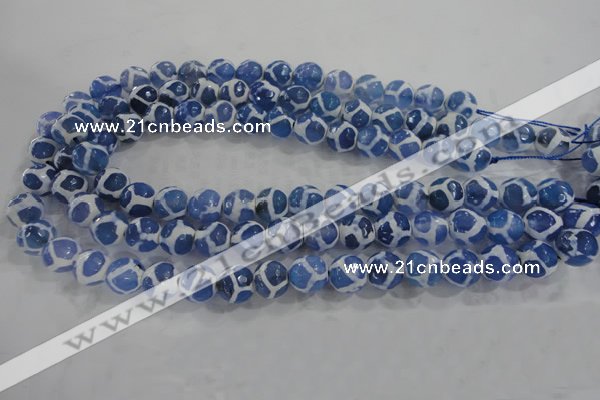 CAG6120 15 inches 8mm faceted round tibetan agate gemstone beads