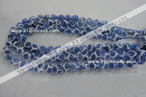 CAG6121 15 inches 10mm faceted round tibetan agate gemstone beads