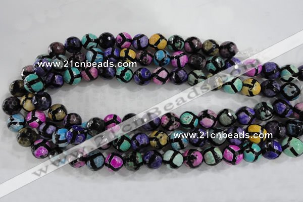 CAG6130 15 inches 8mm faceted round tibetan agate gemstone beads