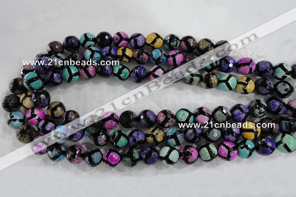 CAG6131 15 inches 10mm faceted round tibetan agate gemstone beads