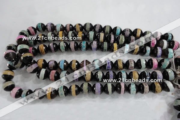 CAG6136 15 inches 10mm faceted round tibetan agate gemstone beads