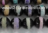 CAG6137 15 inches 12mm faceted round tibetan agate gemstone beads