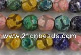 CAG6141 15 inches 10mm faceted round tibetan agate gemstone beads