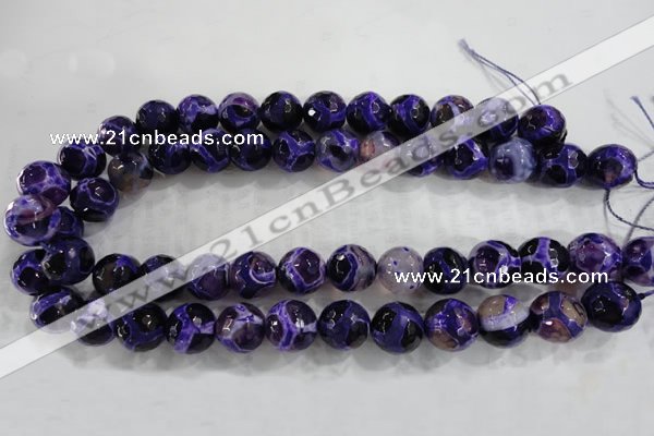 CAG6146 15 inches 12mm faceted round tibetan agate gemstone beads