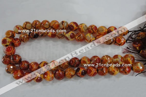 CAG6150 15 inches 10mm faceted round tibetan agate gemstone beads