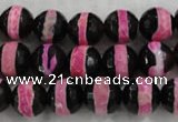 CAG6155 15 inches 8mm faceted round tibetan agate gemstone beads