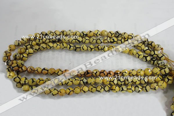 CAG6165 15 inches 8mm faceted round tibetan agate gemstone beads