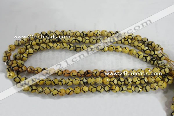 CAG6166 15 inches 10mm faceted round tibetan agate gemstone beads