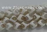 CAG6175 15 inches 8mm faceted round tibetan agate gemstone beads