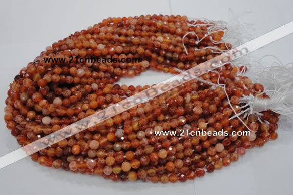 CAG618 15.5 inches 4mm faceted round natural fire agate beads