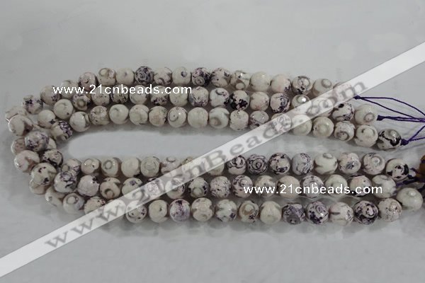 CAG6180 15 inches 10mm faceted round tibetan agate gemstone beads