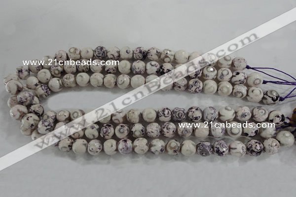 CAG6181 15 inches 12mm faceted round tibetan agate gemstone beads