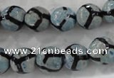 CAG6186 15 inches 10mm faceted round tibetan agate gemstone beads