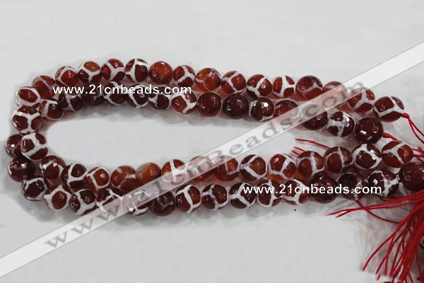 CAG6200 15 inches 8mm faceted round tibetan agate gemstone beads