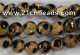 CAG6205 15 inches 8mm faceted round tibetan agate gemstone beads