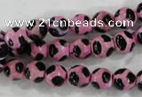 CAG6213 15 inches 14mm faceted round tibetan agate gemstone beads