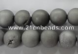 CAG6224 15 inches 12mm round plated druzy agate beads wholesale