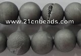 CAG6225 15 inches 14mm round plated druzy agate beads wholesale