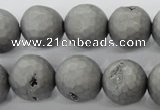 CAG6232 15 inches 8mm faceted round plated druzy agate beads