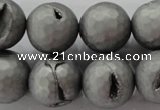 CAG6237 15 inches 18mm faceted round plated druzy agate beads