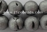 CAG6238 15 inches 20mm faceted round plated druzy agate beads