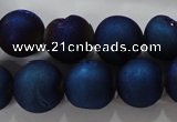 CAG6247 15 inches 18mm round plated druzy agate beads wholesale