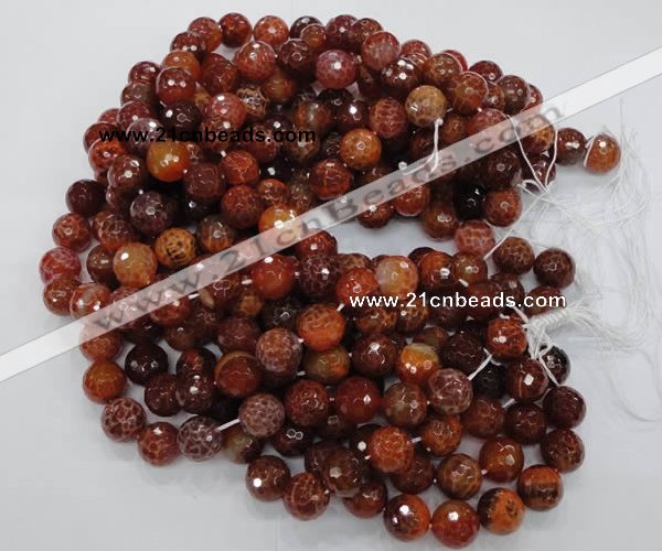 CAG625 15.5 inches 18mm faceted round natural fire agate beads