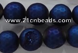 CAG6252 15 inches 8mm faceted round plated druzy agate beads