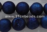 CAG6253 15 inches 10mm faceted round plated druzy agate beads