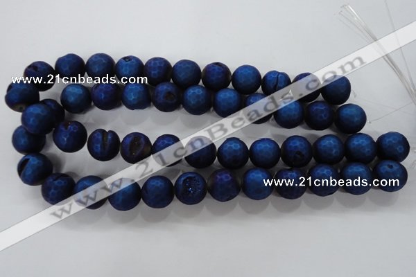 CAG6253 15 inches 10mm faceted round plated druzy agate beads