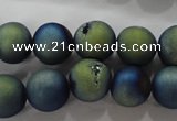 CAG6263 15 inches 10mm round plated druzy agate beads wholesale