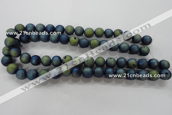 CAG6264 15 inches 12mm round plated druzy agate beads wholesale